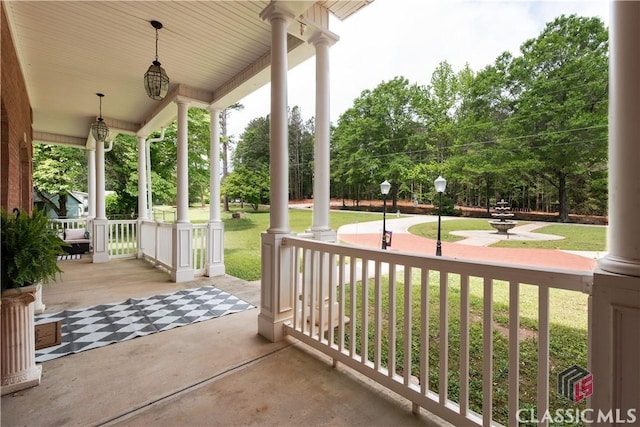 view of patio with a porch