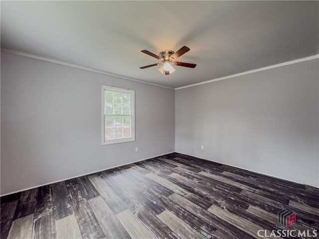 1114 S Broad St, Monroe, GA 30655 - unfurnished room with ceiling fan, ornamental molding, and wood finished floors