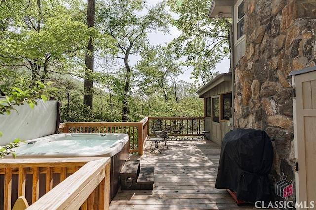 50 Atlanta Ln, Clayton, GA 30525 - wooden terrace with a hot tub and a grill