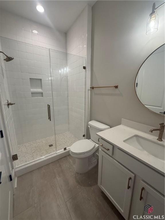 1200 Askew Trl, Greensboro, GA 30642 - full bathroom featuring vanity, a stall shower, and recessed lighting