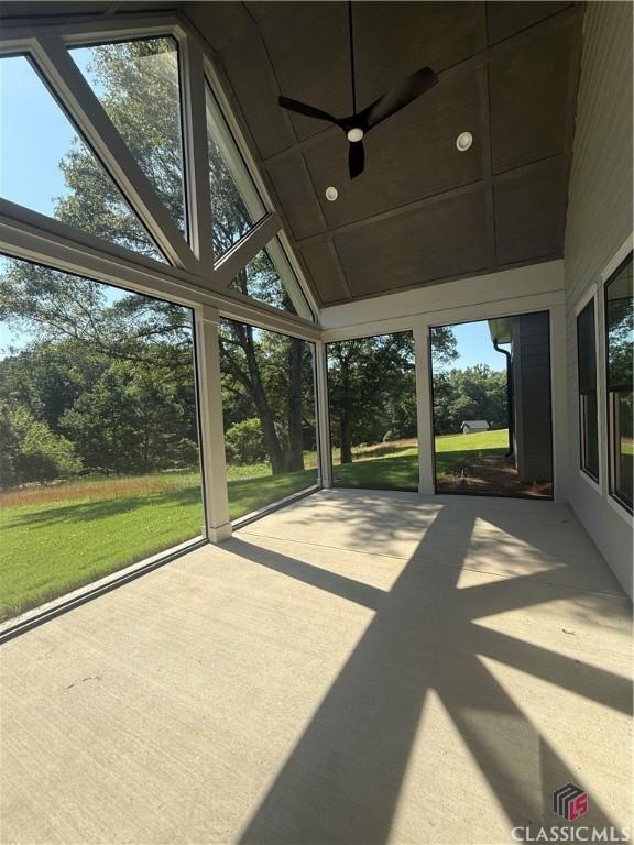 1200 Askew Trl, Greensboro, GA 30642 - unfurnished sunroom with a ceiling fan, plenty of natural light, and lofted ceiling
