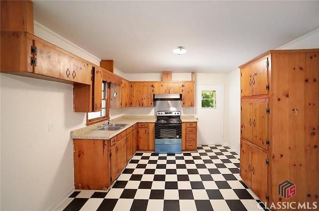 120 Hunt Rd, Athens, GA 30606 - kitchen featuring light countertops, stainless steel electric range, a sink, and tile patterned floors