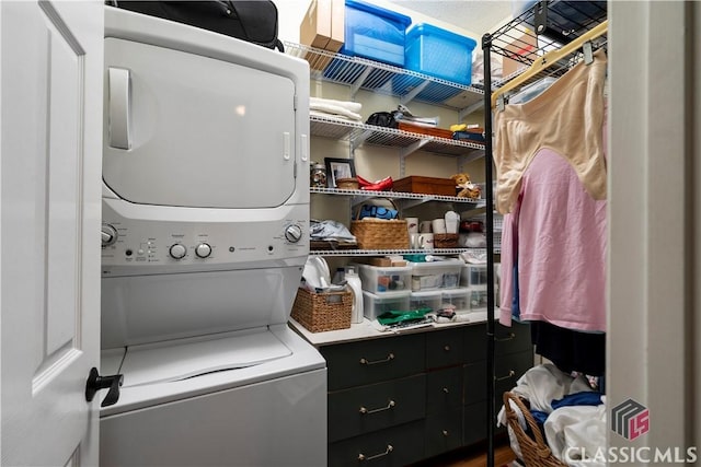 255 Pine Valley Dr, Athens, GA 30606 - clothes washing area with stacked washing machine and dryer