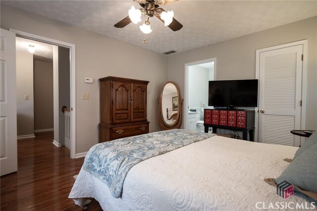 1181 Pete Dickens Rd, Bogart, GA 30622 - bedroom featuring dark wood-style floors, baseboards, and ceiling fan