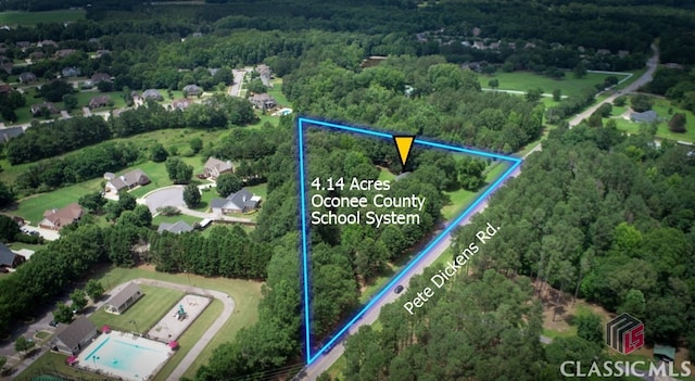 1181 Pete Dickens Rd, Bogart, GA 30622 - aerial overview of property's location featuring a forest and property parcel outlined