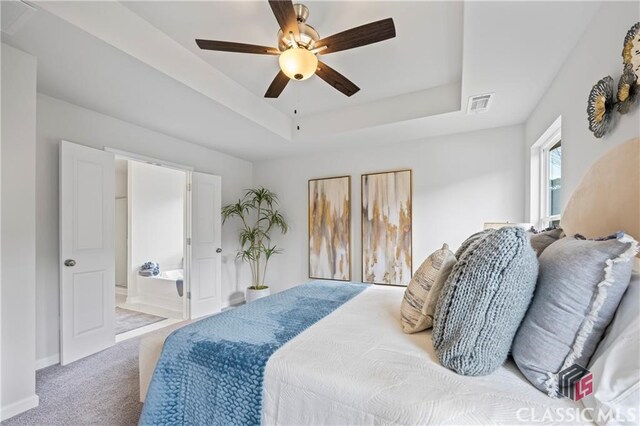 132 Water Oak Way, Crawford, GA 30630 - carpeted bedroom with a raised ceiling, baseboards, and ceiling fan