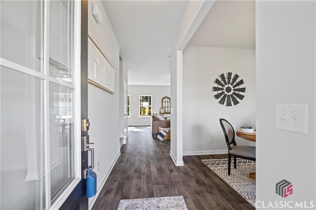 132 Water Oak Way, Crawford, GA 30630 - entryway featuring dark wood finished floors and baseboards