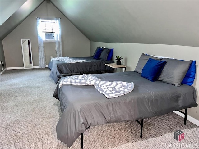 256 Cherokee Rdg, Athens, GA 30606 - bedroom featuring carpet, vaulted ceiling, baseboards, and cooling unit