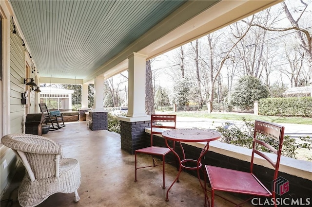 view of patio featuring covered porch