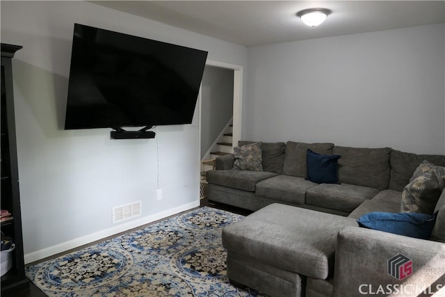 348 Jefferson River Rd, Athens, GA 30607 - living room featuring baseboards, wood finished floors, and stairway