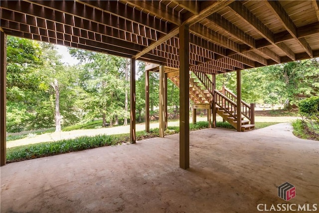 view of patio featuring stairs