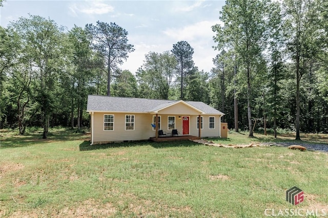 2100 New Hope Church Rd, Comer, GA 30629 - view of front of house featuring a porch, a front yard, and crawl space