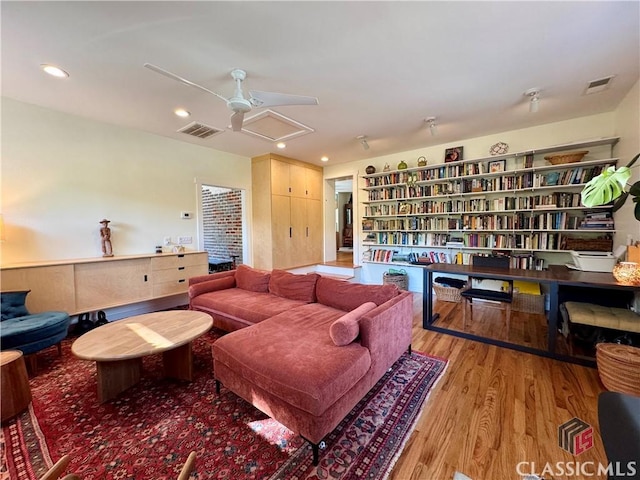 160 Gran Ellen Dr, Athens, GA 30606 - living area with wood finished floors, recessed lighting, and a ceiling fan