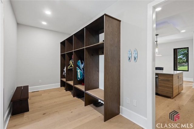 1895 Vintage Pl, Watkinsville, GA 30677 - mudroom featuring light wood-style flooring, recessed lighting, and baseboards