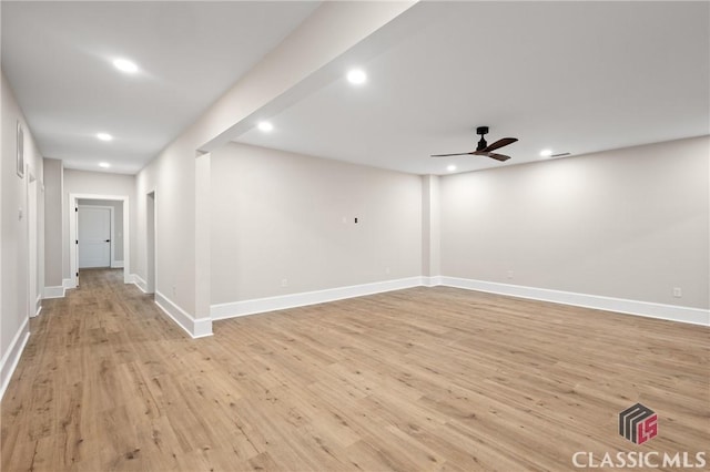 1895 Vintage Pl, Watkinsville, GA 30677 - empty room with ceiling fan, light wood-style floors, recessed lighting, and baseboards