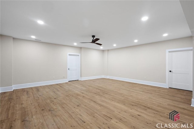 1895 Vintage Pl, Watkinsville, GA 30677 - unfurnished room with ceiling fan, recessed lighting, light wood finished floors, and baseboards