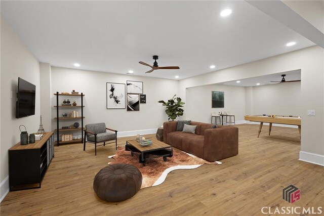 1895 Vintage Pl, Watkinsville, GA 30677 - living area with ceiling fan, light wood-style flooring, baseboards, and recessed lighting