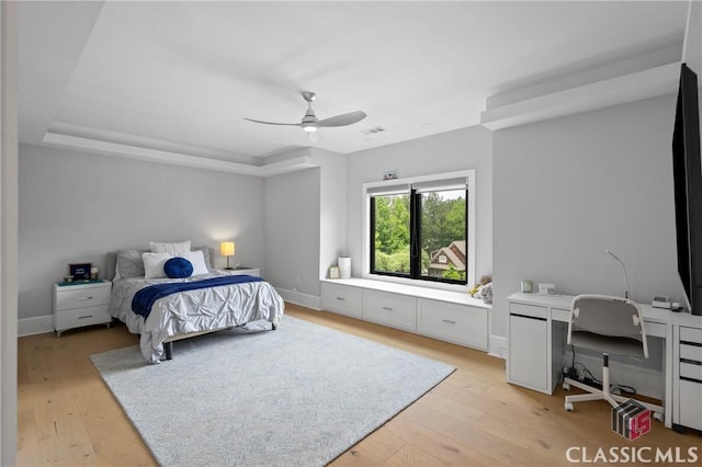1895 Vintage Pl, Watkinsville, GA 30677 - bedroom featuring a desk, light wood finished floors, a ceiling fan, and baseboards