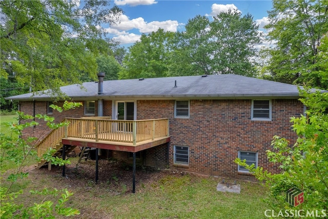 1119 John W Breedlove Rd, Monroe, GA 30656 - back of house with a deck, brick siding, a shingled roof, and stairs