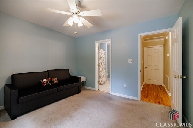 115 Crystal Creek Ct, Hull, GA 30646 - sitting room with carpet flooring, baseboards, and ceiling fan