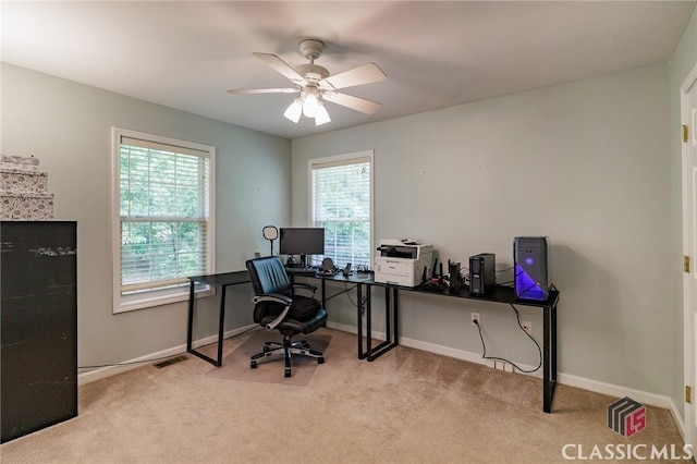 115 Crystal Creek Ct, Hull, GA 30646 - carpeted office with baseboards and ceiling fan