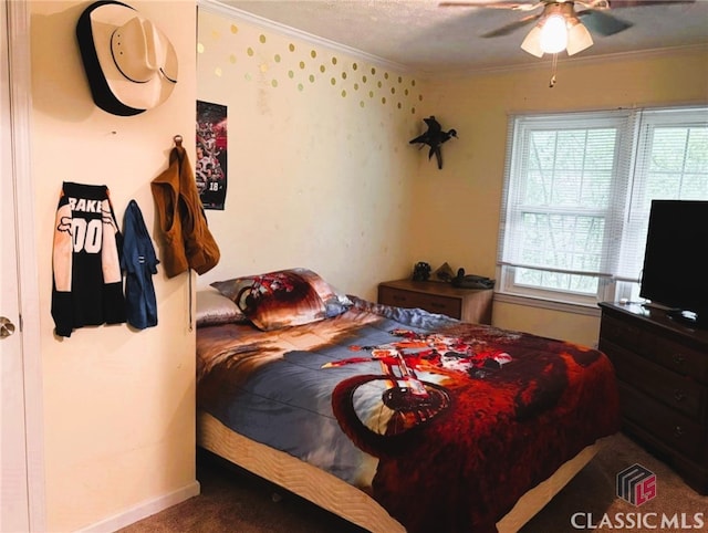 75 Gunnell Rd, Comer, GA 30629 - carpeted bedroom featuring ornamental molding and a ceiling fan