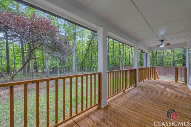 3920 Old Lexington Rd, Athens, GA 30605 - wooden terrace featuring a ceiling fan