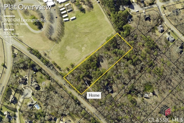 3920 Old Lexington Rd, Athens, GA 30605 - aerial map of property and surrounding area featuring property boundaries highlighted