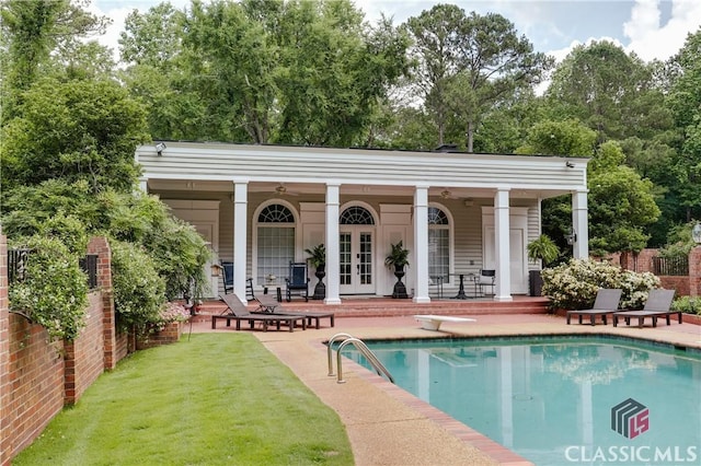 155 Wexford Pl, Athens, GA 30609 - view of swimming pool with french doors, a patio area, and view of wooded area