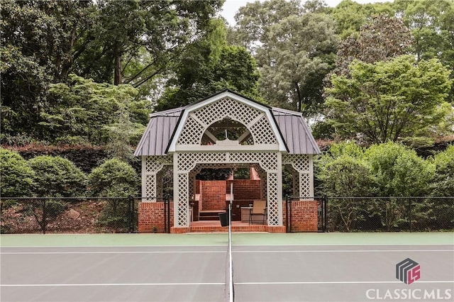 155 Wexford Pl, Athens, GA 30609 - view of tennis court with a gazebo and view of wooded area
