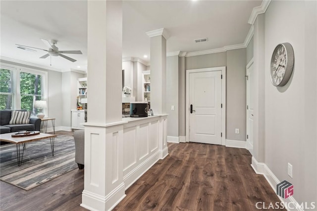 1050 Tailwater Unit A, Greensboro, GA 30642 - corridor featuring crown molding, dark wood-style floors, and baseboards