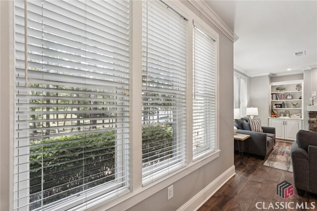 1050 Tailwater Unit A, Greensboro, GA 30642 - corridor featuring dark wood-type flooring, healthy amount of natural light, crown molding, and baseboards