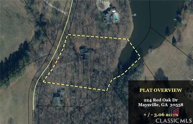 224 Red Oak Dr, Maysville, GA 30558 - aerial overview of property's location featuring property parcel outlined