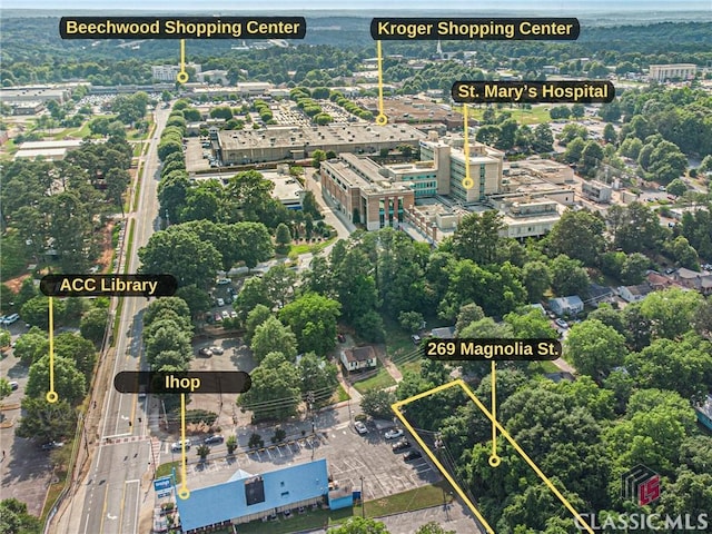 269 Magnolia St, Athens, GA 30606 - aerial view of property and surrounding area featuring property parcel outlined