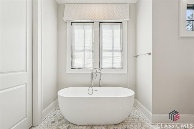 1170 Broadpoint Dr, Greensboro, GA 30642 - full bathroom featuring baseboards, a freestanding tub, and plenty of natural light