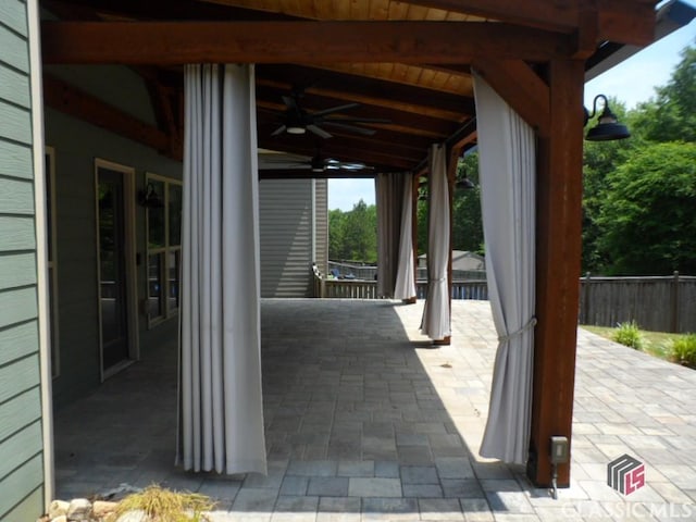 628 Holliman Cir, Pendergrass, GA 30567 - view of patio with a ceiling fan