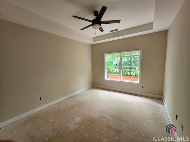 355 Discovery Trl, Athens, GA 30605 - unfurnished room featuring baseboards, a raised ceiling, and ceiling fan