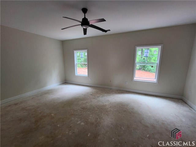 365 Discovery Trl, Athens, GA 30605 - spare room featuring concrete floors, baseboards, and ceiling fan