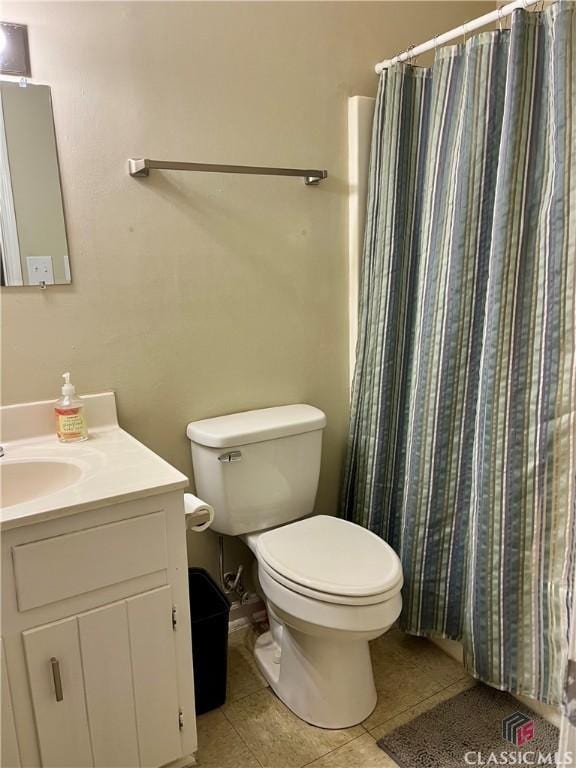 210 Big Oak Cir, Athens, GA 30605 - bathroom featuring toilet, tile patterned flooring, vanity, and a shower with shower curtain