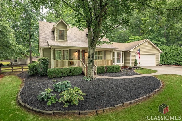 4080 Derby, Cumming, GA 30040 - new england style home with concrete driveway, a garage, covered porch, and a shingled roof