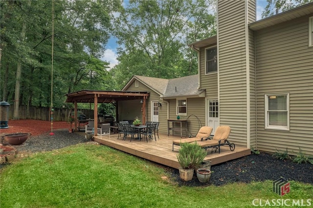 4080 Derby, Cumming, GA 30040 - wooden terrace with outdoor dining space and a pergola