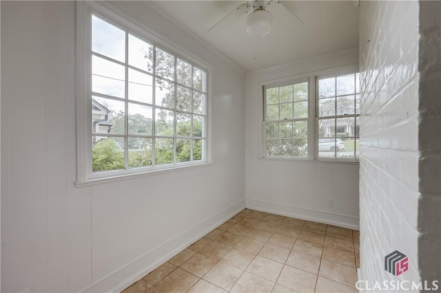 170 Stanton, Athens, GA 30606 - spare room featuring baseboards, a ceiling fan, light tile patterned flooring, and ornamental molding