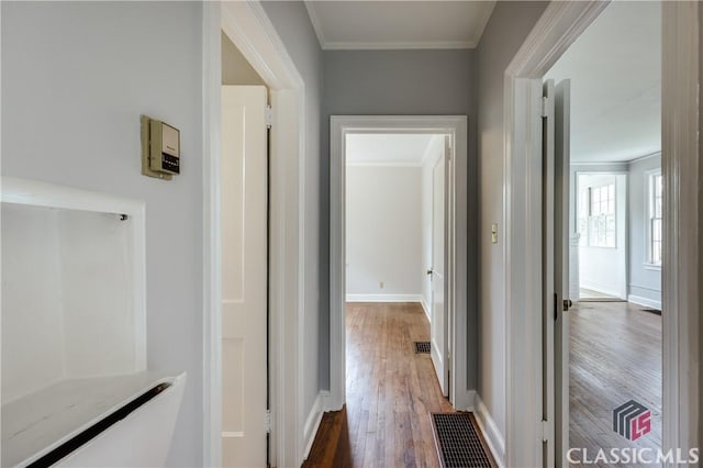 170 Stanton, Athens, GA 30606 - hallway featuring dark wood-type flooring, ornamental molding, and baseboards