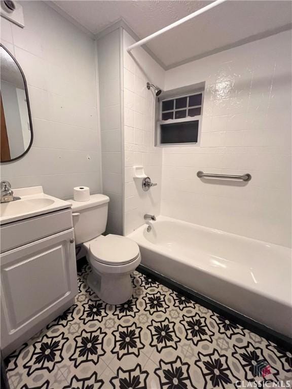 180 N Poplar St, Athens, GA 30601 - full bathroom with toilet, shower / tub combination, vanity, and tile patterned floors