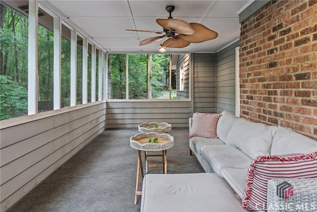 161 Pinecrest Ter, Athens, GA 30606 - sunroom / solarium featuring ceiling fan, an outdoor living space, and healthy amount of natural light