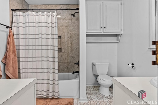 161 Pinecrest Ter, Athens, GA 30606 - full bathroom with vanity, toilet, shower / bath combo with shower curtain, and tile patterned flooring
