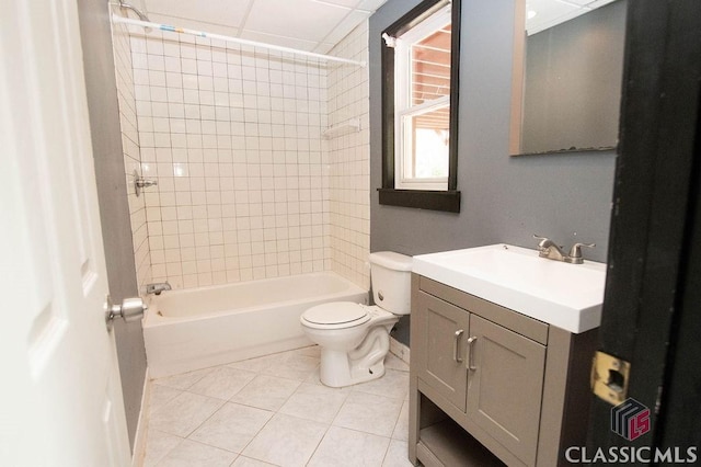 1851 Harvest Way, Loganville, GA 30052 - bathroom featuring vanity, toilet, tile patterned flooring, and washtub / shower combination