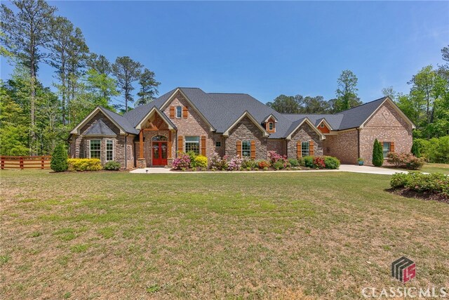 1641 Lane Creek Rd, Bogart, GA 30622 - view of front of property with french doors, stone siding, and brick siding