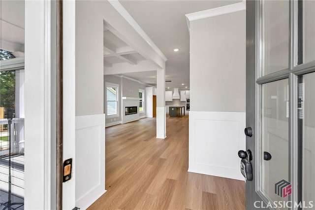 231 Marable St E, Monroe, GA 30655 - foyer with a wainscoted wall, light wood-type flooring, a decorative wall, and recessed lighting