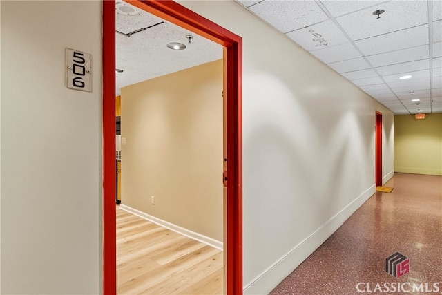 131 E Broad St Unit 506, Athens, GA 30601 - corridor with baseboards, a drop ceiling, and recessed lighting